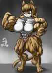  anthro breasts clothed clothing d.angelo featureless_breasts feline female flexing hyper hyper_muscles mammal muscular muscular_female solo standing topless underwear 