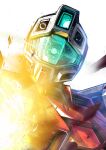  absurdres assault_visor commentary_request debris gm_command green_visor gundam gundam_0080 highres mecha mecha_focus mobile_suit no_humans robot science_fiction simple_background solo takamaru_(taka1220) upper_body white_background 