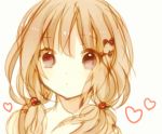  bangs brown closed_mouth commentary_request eyebrows_visible_through_hair hair_ornament hairclip heart long_hair looking_at_viewer low_twintails original portrait sketch solo syutyou twintails 