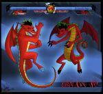 2006 american_dragon:_jake_long anthro claws disney dragon duo fighting_pose gameplay_mechanics gui health_bar jake_long looking_aside looking_at_viewer male mythological_creature mythological_scalie mythology pose scalie serge-stiles smile wings