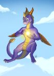 activision claws dragon featureless_crotch feral flying hi_res horn magic male mythological_creature mythological_scalie mythology scalie sky smile solo spyro spyro_the_dragon violettathedragon wings