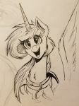  2018 clothing equine female friendship_is_magic happy hoodie horn mammal monochrome my_little_pony ncmares princess_celestia_(mlp) sketch solo winged_unicorn wings 