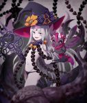  :d abigail_williams_(fate/grand_order) animal bangs black_bow black_gloves black_hat black_panties bow breasts commentary_request elbow_gloves eyebrows_visible_through_hair fate/grand_order fate_(series) gloves grey_hair groin hat hat_bow hikage_sumihito holding holding_key key long_hair looking_at_viewer navel open_mouth orange_bow pale_skin panties parted_bangs polka_dot polka_dot_bow purple_eyes revealing_clothes skull_print small_breasts smile solo suction_cups tentacles topless underwear very_long_hair witch_hat 