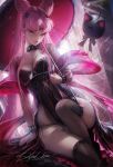  artist_name bishoujo_senshi_sailor_moon black_lady black_lingerie black_panties bracelet cleavage collar earrings jewelry kneehighs magical_girl nail_polish panties parasol patreon_username pink_eyes pink_hair sailor_moon sakimichan side-tie_panties umbrella underwear wicked_lady 