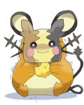  berry_(pokemon) bubukka character_mask commentary_request dedenne eating facing_viewer full_body mask morpeko morpeko_(full) no_humans pokemon pokemon_(creature) pokemon_focus sitrus_berry sitting solo white_background 