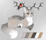  2018 avian bird bullfinch cat crystalbars_(artist) digital_media_(artwork) duo feline female feral fluffy fluffy_tail fur grey_background grey_fur horn looking_at_viewer mammal multicolored_fur multicolored_tail simple_background smile snow 