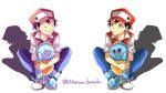  bad_id bad_pixiv_id baseball_cap black_eyes black_hair blue_pants collared_shirt creature denim ditto expressionless eye_contact gen_1_pokemon hat jeans looking_at_another multiple_boys nananiwaniwa orange_eyes pants pokemon pokemon_(creature) pokemon_(game) pokemon_rgby red_(pokemon) red_(pokemon_rgby) shadow shirt shoes short_sleeves signature simple_background sitting smile squirtle symmetrical_pose transformed_ditto white_background 