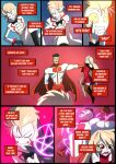 absurd_res cape charlie_morningstar clothing comic electricity english_text female hat hazbin_hotel headgear headwear hellaverse hi_res image_comics invincible_(image_comics) kato777 lightning lucifer_(hazbin_hotel) magic male occult_symbol omni-man pentagram simple_background superhero superhero_costume symbol text viltrumite