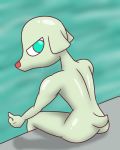  ai_(tetris) anthro butt canine dog fur grey_fur looking_back male mammal nude puyo_puyo_tetris sitting solo thumbs_up unknown_artist water wet 