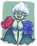  2017 alpha_channel areola big_breasts breasts cape choker clothing female flora_fauna flower green_background hair hi_res huge_breasts humanoid looking_at_viewer nintendo nipples non-mammal_breasts not_furry open_mouth open_smile plant pok&eacute;mon pok&eacute;mon_(species) red_eyes rose roserade simple_background smile solo spikedmauler standing teeth tongue transparent_background video_games white_hair 