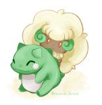  bad_id bad_pixiv_id blush_stickers closed_eyes creature gen_5_pokemon looking_at_viewer nananiwaniwa no_humans orange_eyes pokemon pokemon_(creature) signature simple_background sitting substitute whimsicott white_background 
