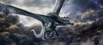  ambiguous_gender claws day digital_media_(artwork) dragon feral flying grey_skin isvoc membranous_wings outside sky solo spines wings 