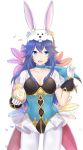  :d animal_ears arcedo blue_hair breasts bunny_ears bunny_girl bunny_tail bunnysuit cleavage detached_collar fake_animal_ears fire_emblem fire_emblem:_kakusei fire_emblem_heroes gloves hair_ornament highres leotard long_hair looking_at_viewer lucina medium_breasts open_mouth simple_background smile solo strapless strapless_leotard tail tiara wrist_cuffs 