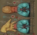 anal anal_penetration anal_prolapse anthro balls big_penis black_body black_fur blue_body blue_fur blush bodily_fluids dialogue fingering foreskin fur generation_4_pokemon genital_fluids genitals glans heart_symbol japanese_text lucario male male/male nintendo penetration penile penile_penetration penis penis_in_ass pokemon pokemon_(species) prolapse shallow_penetration syuro text through_wall