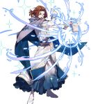  88_taho blue_cape blue_eyes book cape casting_spell collar cyas energy fire_emblem fire_emblem:_thracia_776 fire_emblem_heroes focused full_body highres holding holding_book lips long_sleeves magic male_focus official_art open_mouth red_hair robe serious short_hair solo standing teeth transparent_background white_footwear white_robe 