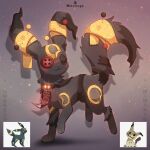  artist_name black_fur button_eyes buttons character_name closed_mouth drawn_on_eyes fabric full_body fusion glowing glowing_eyes highres leoiruga mimikyu no_humans photo-referenced photo_inset pin pokemon pokemon_(creature) pokemon_focus smile stuffed_animal stuffed_toy umbreon 