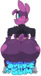  2018 alpha_channel anthro back_boob bat big_butt blue_eyes breasts butt clothed clothing exposed_breasts female huge_butt looking_back mammal mask simple_background skull smile sophie_slam text thick_thighs torn_clothing transparent_background vimhomeless voluptuous wide_hips 