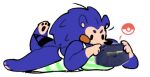 2025 3_fingers 3_toes animal_crossing anthro apron apron_only barefoot big_breasts black_eyes blue_body blue_eyebrows blue_quills breasts cheek_spots circle_eyebrows clothing colored_sketch electronics eulipotyphlan eyebrows feet female fingers game_boy_advance game_boy_advance_console game_boy_family game_console gloves_(marking) green_apron green_clothing hedgehog hi_res leg_markings looking_down lying mabel_able mammal markings mouthless nintendo on_front one_leg_up pattern_apron pattern_clothing pawpads pokeball pokemon raised_leg sableablesimp short_tail sketch socks_(marking) solo striped_apron striped_clothing striped_markings striped_tail stripes tail tail_markings toes white_apron white_body white_clothing white_face