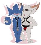  &lt;3 2018 anthro balls black_nose black_sclera blind_eye blue_fur butt butt_grab clothing digital_media_(artwork) duo erection eyes_closed fur hand_on_butt humanoid_penis jerseydevil kissing kled_(lol) league_of_legends male male/male mammal penis riot_games rumble scar simple_background underwear video_games white_fur yordle 