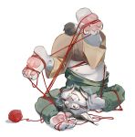 2025 3_toes 4_fingers anthro ball_of_yarn bodily_fluids claws clothed clothing digital_media_(artwork) disney entangled feet felid feline finger_claws fingers fur grey_body grey_fur hi_res khaki_pants legs_up lying lynx male mammal navel on_back pawbert_lynxley pawpads paws pink_nose pink_pawpads raised_clothing raised_shirt raised_topwear seatohao shirt simple_background solo sweat sweatdrop sweater tail toe_claws toes topwear upside_down white_background yarn yellow_eyes zootopia