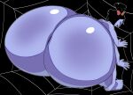 anthro arachnid arthropod barefoot big_butt black_background black_eyes black_hair butt butt_focus feet female glistening glistening_butt hair hi_res huge_butt inkstainedbunny monster muffet multi_limb nude pigtails purple_body purple_skin rear_view simple_background solo spider spider_web undertale undertale_(series)