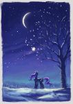  2017 crescent_moon equine female friendship_is_magic mammal moon my_little_pony night plainoasis princess_luna_(mlp) snow solo star tree winter 