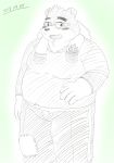  2018 anthro bear belly blush clothing eyewear glasses gloves hat male mammal overweight overweight_male pants shirt solo straw_hat tokyo_afterschool_summoners towell volos 