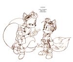  anthro canine clothing crossgender dialogue duo english_text eyewear female fox gloves goggles hi_res male mammal miles_prower sonic_(series) sonic_boom text twistedterra video_games 