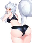  1girl animal_ears artist_request ass bare_shoulders blush breasts cameltoe from_behind huge_ass large_breasts leaning leaning_forward long_hair looking_at_viewer looking_back open_mouth orange_eyes original shiny shiny_clothes shiny_hair shiny_skin short_shorts shorts sideboob silver_hair smile solo squirrel_ears squirrel_tail sweat tail tanktop 