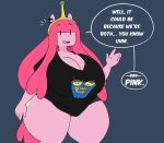  adventure_time anthro big_breasts breasts cartoon_network cleavage clothed clothing cosplay earth_pony english_text equine fan_character female friendship_is_magic horse huge_breasts hugtastic_pinkie_pie mammal my_little_pony pinkie_pie_(mlp) pony princess_bubblegum somescrub text 