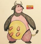  2017 2_fingers :3 alternate_color anthro biped black_body black_hooves black_nose black_tail bovine clothing cloven_hooves dipstick_tail english_text female firefightdex fishnet fishnet_legwear front_view full-length_portrait hatching_(technique) hi_res hooves horn legwear looking_away looking_up mammal marker_(artwork) mfanjul miltank mixed_media mostly_nude multicolored_body multicolored_tail nintendo overweight overweight_female pen_(artwork) pink_body pok&eacute;mon pok&eacute;mon_(species) portrait red_eyes shadow simple_background smile solo standing tan_body tan_tail teats text toony traditional_media_(artwork) two_tone_tail udders video_games white_background white_horn 