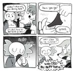 4_panel_comic amphibian anthro axolotl black_clothing black_panties black_underwear blush bodily_fluids breasts canid canine canis cheek_tuft cleavage clothed clothing comic curly_hair dialogue domestic_dog door doorway dress english_text esme_(normalsville) eyebrow_through_hair eyebrows eyelashes eyes_closed facial_tuft female flower fox french_text fully_clothed gradient_background hair handing_over happy harrod_(normalsville) kint looking_at_another male mammal marine mole_salamander monochrome normalsville onomatopoeia open_mouth panties plant poodle salamander scared_eyes shirt shocked simple_background smile sniffing sniffing_clothes snout sound_effects speech_bubble surprised sweat sweater t-shirt text tongue topwear translucent translucent_hair tuft underwear underwear_sniffing yelling yelling_at_another zoey_(normalsville)