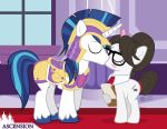  2018 armor blush clipboard dm29 duo equine eyewear female friendship_is_magic galea glasses horn horse kissing male male/female mammal my_little_pony pony raven_(mlp) shining_armor_(mlp) unicorn 