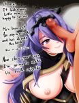  1boy 1girl ass breasts camilla_(fire_emblem_if) censored fire_emblem fire_emblem_if hair_over_one_eye large_breasts nipples penis penis_on_face purple_eyes purple_hair smile 
