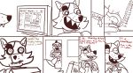 animatronic anthro comic computer crisis-omega dildo exposed_endoskeleton eye_patch eyewear five_nights_at_freddy&#039;s foxy_(fnaf) freddy_(fnaf) hook hook_hand humor machine male monochrome pirate robot sex_toy video_games 