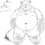  2018 anthro balls canine male mammal moobs nipples overweight overweight_male penis simple_background solo suishou0602 tanuki white_background 