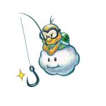 alpha_channel anthro cloud colored_skin eyewear fish_hook fishin'_lakitu fishing_rod goggles green_shell harada_masamichi hi_res holding_fishing_rod holding_object hook koopa lakitu lakitu's_cloud mario_bros nintendo official_art scalie shell simple_background solo sparkles third-party_source transparent_background yellow_body yellow_skin yoshi's_new_island