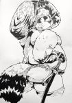  2017 anthro belly butt canine clothing fundoshi hat japanese_clothing male mammal melee_weapon overweight overweight_male solo suishou0602 sword tanuki underwear weapon 