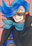  blue_hair cape headphones male_focus mike_(kuroneko1109) one_piece solo sunglasses teeth upper_body vinsmoke_niji 