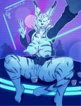  anthro big_breasts breasts cat club_(disambiguation) digital_media_(artwork) fat_tat_cat_(ready_player_one) feline female fur futuristic laser looking_at_viewer mammal nipples nude open_mouth pussy queen_of_cats ready_player_one science_fiction selfie smile stripes thick_thighs tongue 