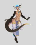 2018 animal_humanoid big_penis blue_hair clothed clothing dragon_humanoid ear_piercing eyes_closed gem grin hair half-erect horn humanoid loincloth male navel nipples on_one_leg penis piercing pointy_ears sharp_teeth simple_background skimpy smile solo standing teeth topless translucent transparent_clothing uncut urw vali 