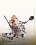  blonde_hair blue_eyes bolt_action boots dress entrenching_tool fangdan_runiu girls_frontline gloves gun high_heels highres long_hair mosin-nagant mosin-nagant_(girls_frontline) official_art pantyhose rifle shovel sniper_rifle thigh_boots thigh_strap thighhighs torn_clothes torn_legwear weapon white_dress 