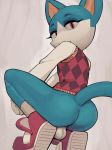  animal_crossing anthro backsack balls bottomless butt butt_shot clothed clothing domestic_cat felid feline felis footwear fridge_(artist) girly looking_at_viewer male mammal nintendo rover_(animal_crossing) shoes solo video_games 