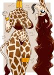  almankanine anthro big_breasts black_tongue bracelet breasts choker female giraffe giraffid hair horn inner_ear_fluff jewelry leg_bracelet long_hair long_legs long_neck long_tongue mammal mottled mottled_body navel necklace nipple_outline ossicone piercing slim solo tail tail_tuft tongue tongue_out tongue_piercing tuft upside_down 