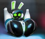 2025 animal_humanoid black_body breasts butt camel_toe clothing electronics female glistening glistening_body glistening_butt glowing glowing_ears glowing_eyes glowing_mouth glowing_nipples green_mouth green_nipples hat headgear headphones headset headwear hi_res humanoid lagomorph leporid machine mammal mdthetest mostly_nude mostly_nude_female nipples open_mouth project_turboblast rabbit robot robot_anthro solo spread_legs spreading tempo_(project_turboblast) underwear widescreen