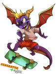  dragon horn purple_body skateboard solo spyro spyro_the_dragon video_games vihor405 wings 