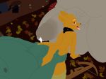  anthro arrow ascot blush canine clothing eyebrows fangs female fox group group_sex jen_(nitw) legwear log mammal night_in_the_woods nude plaid_shirt ranged_weapon ratchetsly sex skullman777 stockings teeth threesome tongue tongue_out weapon wood 