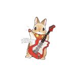  animal animal_focus berry_jou commentary_request electric_guitar guitar highres holding holding_guitar holding_instrument holding_plectrum instagram_username instrument looking_at_viewer no_humans original plectrum simple_background star_(symbol) star_print twitter_username white_background 