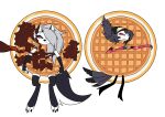 absurd_res anthro canid canid_demon canine clothing costume demon dinner_plate duo female food food_costume goetia hellaverse hellhound helluva_boss hi_res loona_(helluva_boss) mammal minum mythological_canine mythological_creature mythology octavia_(helluva_boss) waffle waffle_costume