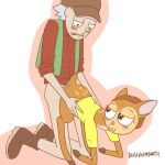  alternate_species anal blush cervine clothed clothing deer deer_morty hunter_rick male male/male mammal morty_smith pocket_mortys rick_and_morty rick_sanchez 